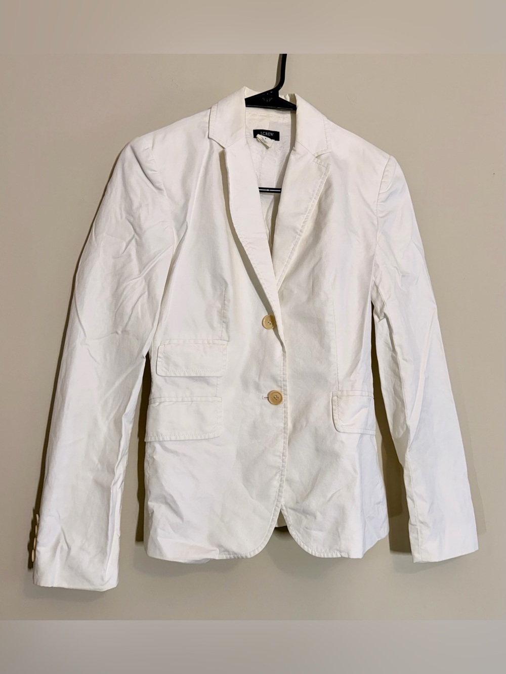 J.Crew Women’s White Cotton Two-Button Blazer Jacket Size 0